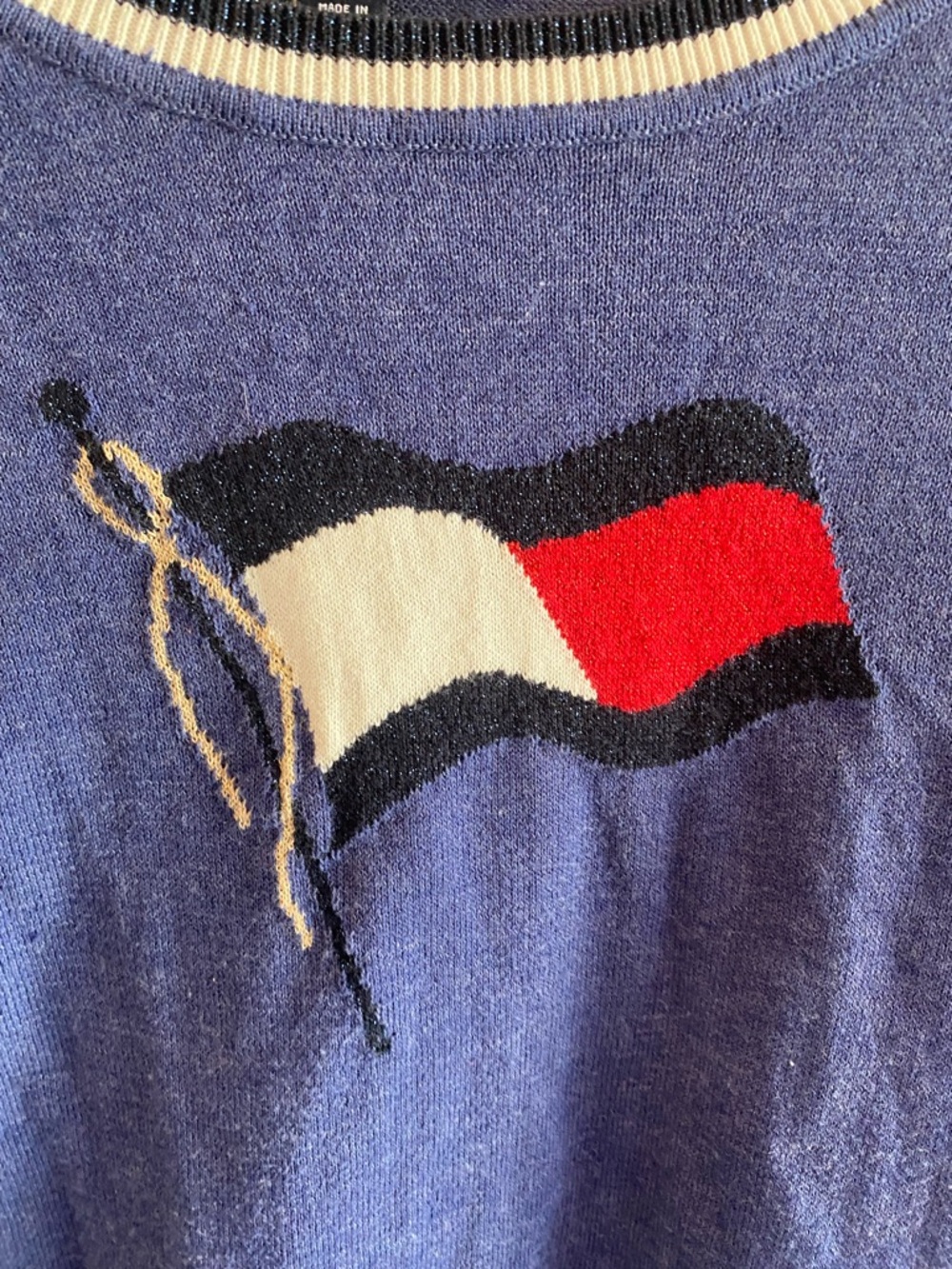 TOMMY HILFIGER Blue Flag Cotton Sweater Americana - Picture 4 of 7